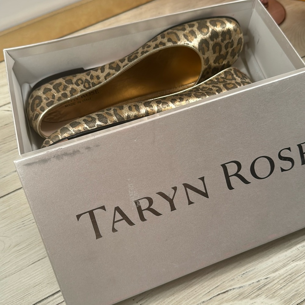 Gold Taryn Rose  Branda-Napa Silk Flats. - Picture 2 of 8